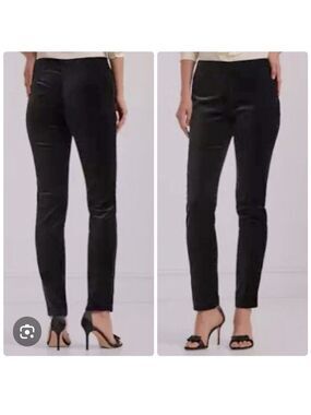 Lauren Ralph Lauren Black Velvet Pants Stretch Slim Ankle Trousers Size 8